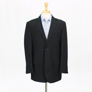 Caravelli 42R Black Striped 2-Button Sport Coat Blazer Jacket B417